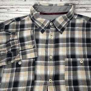 Men's Wool Cotton Button Up Shirt XL Plaid Made In Turkey GILBERT Style Beige